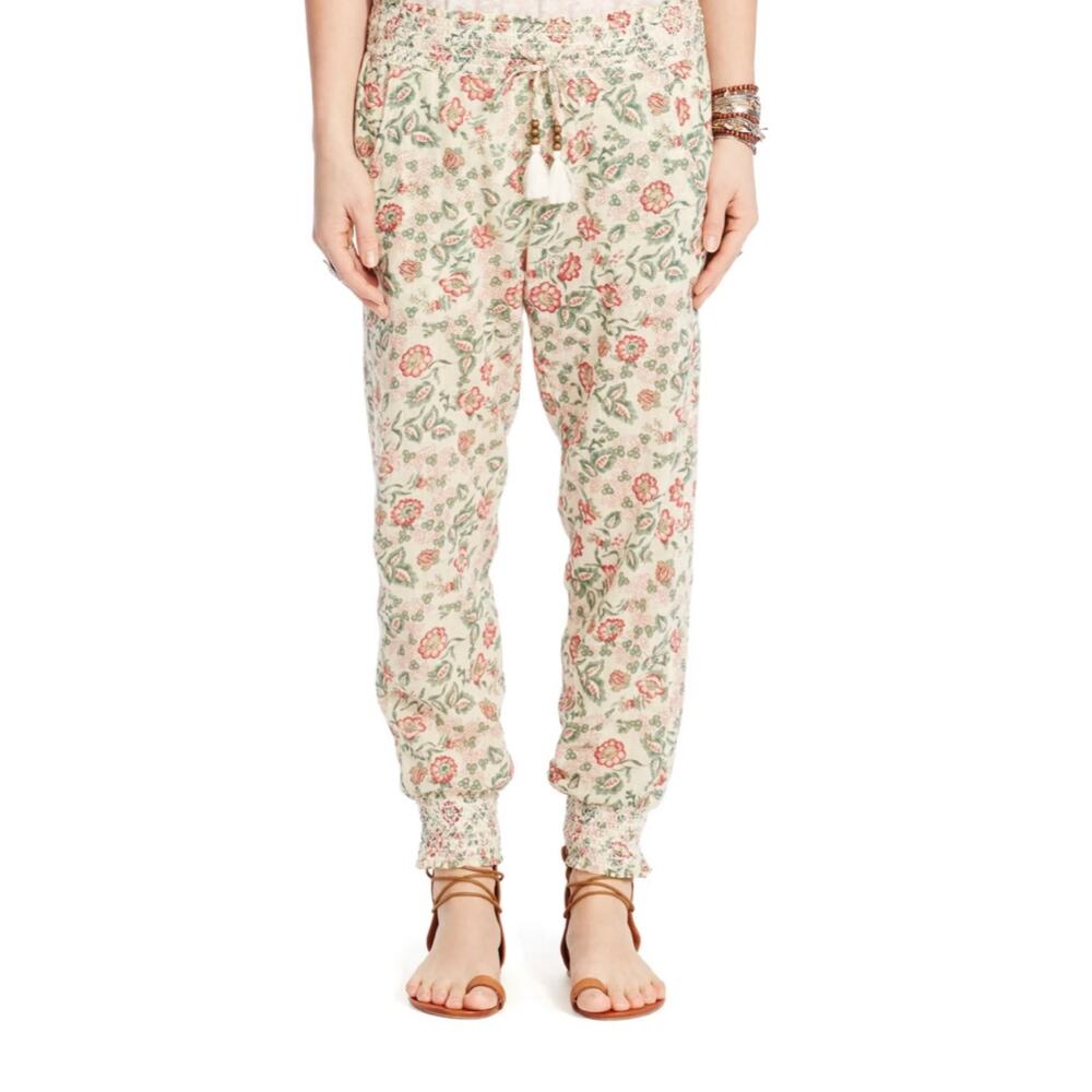 Ralph Lauren Denim & Supply Ivory Floral Pants Small Boho Crunchy Hippie Casual